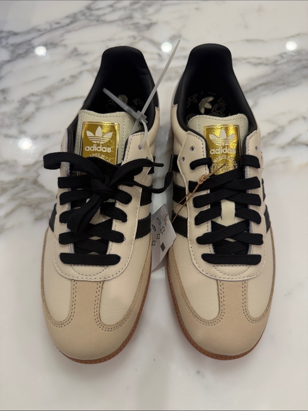 adidas Samba OG Sneakers — Cream, Black & Gold